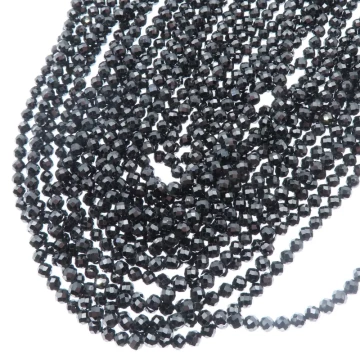 Cyrkon syntetyczny czarny - fasetowane kulki 3 mm (sznur) 