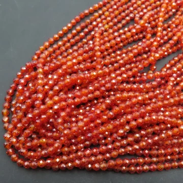 Cyrkon syntetyczny pomarańczowy - fasetowane kulki 4 mm (sznur) 