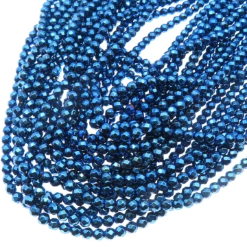 Hematyt niebieski fasetowany - kulki 3mm (sznurek)