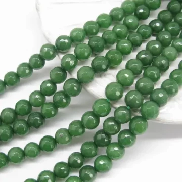 Jadeit zielony- kulka fasetowana 8mm (sztuka lub sznur)