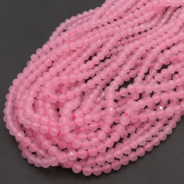 Jadeit różowy fasetowany kulki 3 mm (sznur)