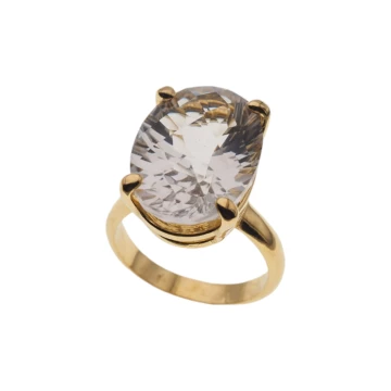 Kryształ Górski i srebro złocone - pierścionek owal (rozmiar jubilerski 19)