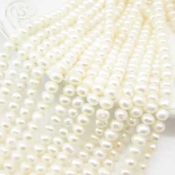 Perły Naturalne Hodowane białe 3,8-4,3 mm (sznurek)