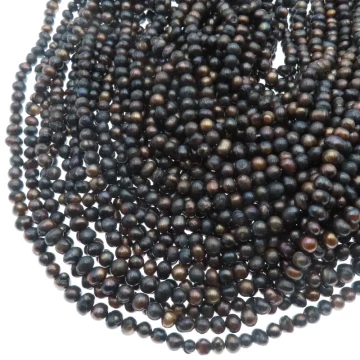 Perły Naturalne Hodowane czarne (granatowe) 5 mm (sznur)