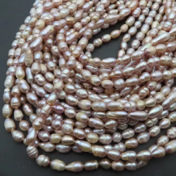 Perły Naturalne Hodowane różowo-fioletowe 5-6 mm (sznur)