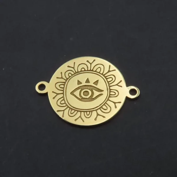 Srebro Ag złocone - łącznik oko proroka 13mm