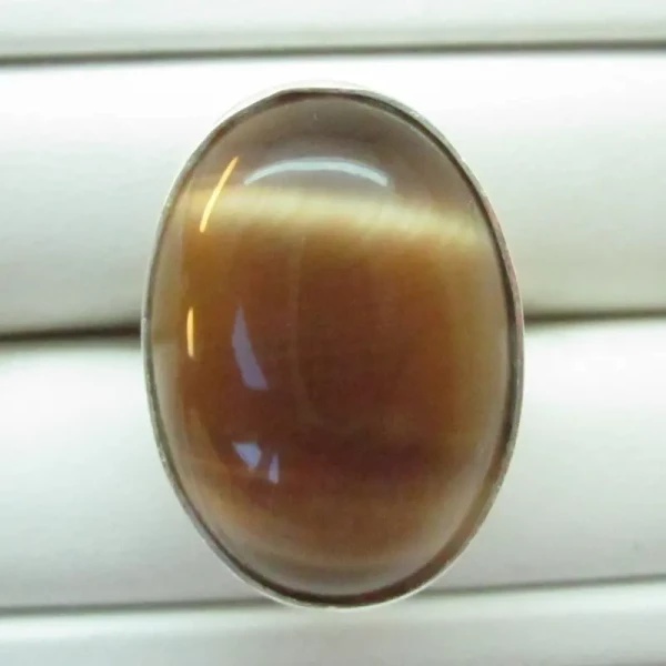 Uleksyt (Ulexyt) w srebrze - pierścionek owal (Rozmiar Jubilerski 15) z regulacją