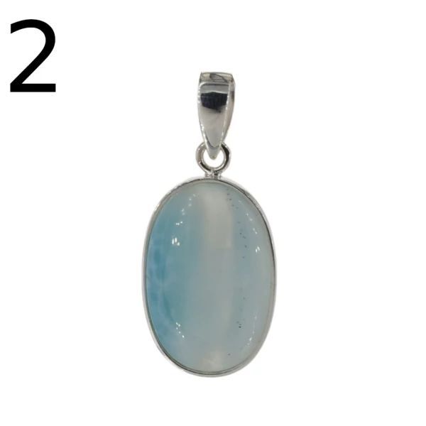 Larimar i srebro - zawieszka owal