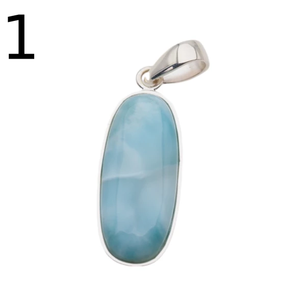 Larimar i srebro - zawieszka owal