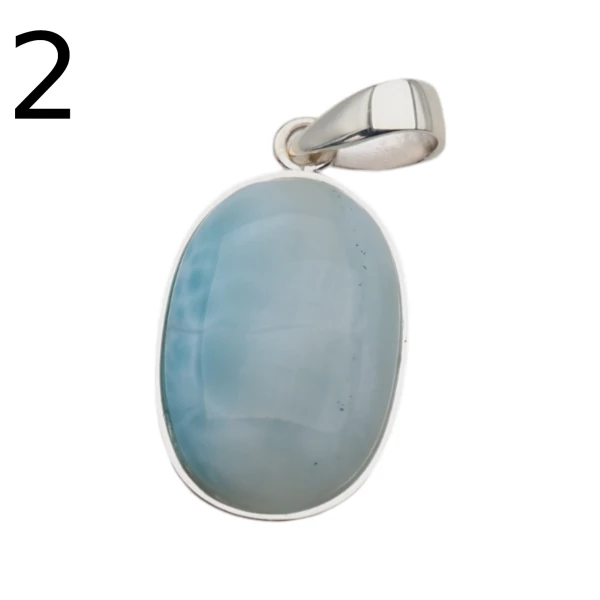 Larimar i srebro - zawieszka owal