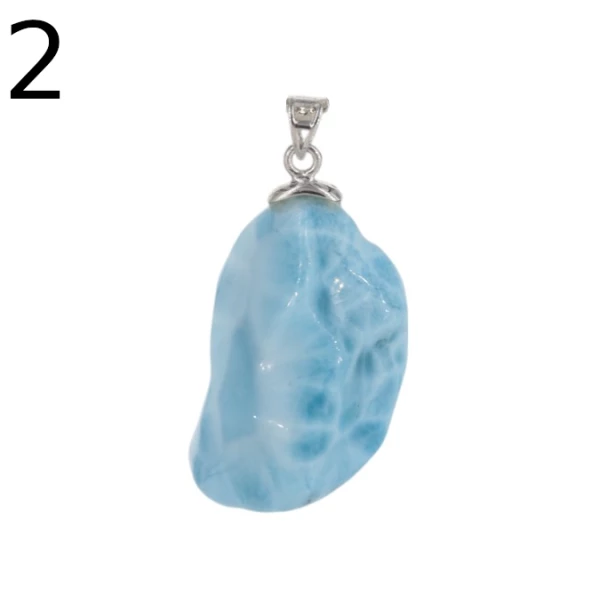 Larimar i srebro - zawieszka samorodek