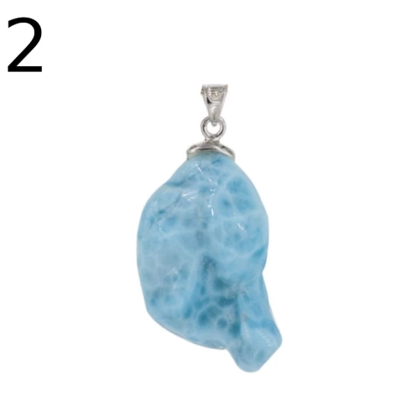 Larimar i srebro - zawieszka samorodek