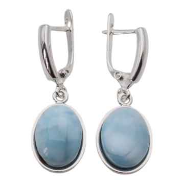 Larimar w srebrze - kolczyki owalne