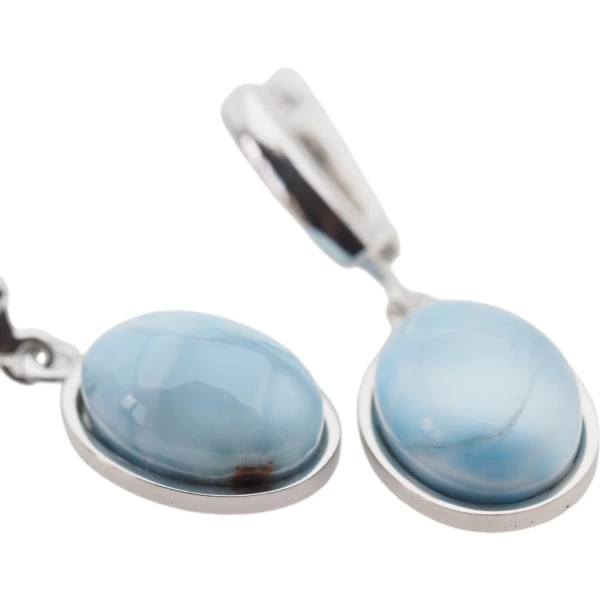 Larimar w srebrze - kolczyki owalne