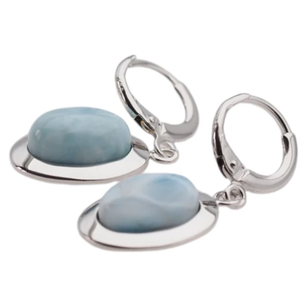 LARIMAR w srebrze rodowanym - kolczyki owale