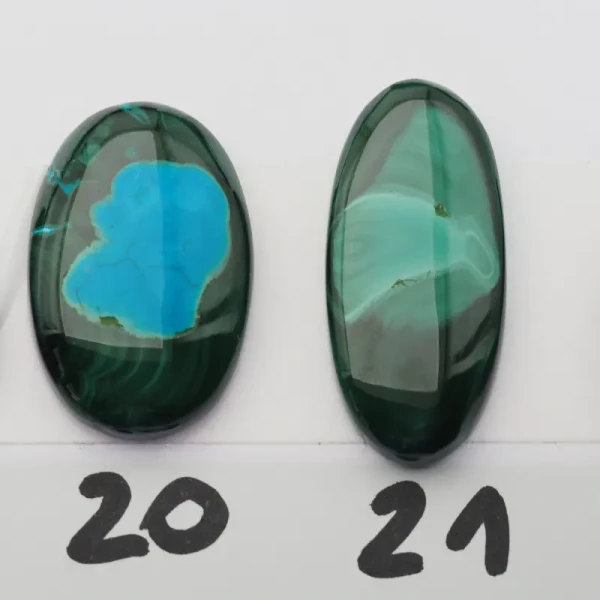 Malachit z Turkusem 29-34x16-19 mm owal (różne kamienie do wyboru)