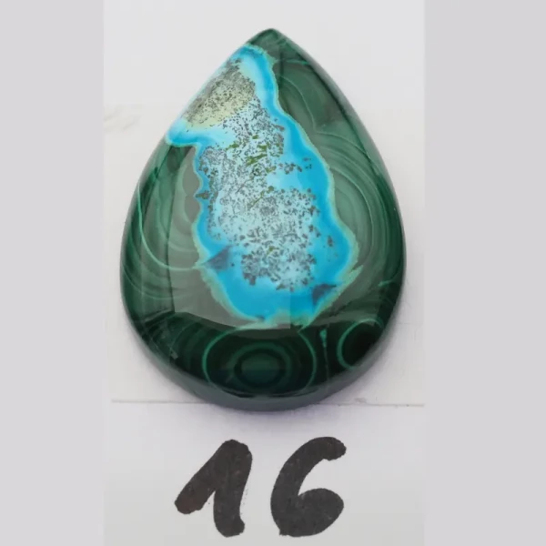 Malachit z Turkusem 31-37x22-26 mm łza (różne kamienie do wyboru)
