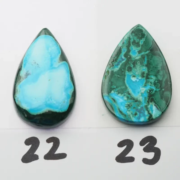 Malachit z Turkusem 29-32x18-22 mm łza (różne kamienie do wyboru)