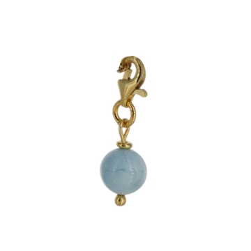 Srebro Ag złocone - zawieszka charms Larimar 8 mm 